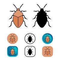 Flat Stink Bug Insect Icon Collection vector