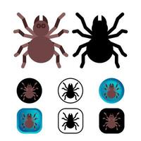 colección de iconos de araña tarántula plana vector