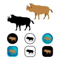 Flat Wild Boar Animal Icon Collection vector