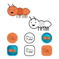 Flat Ant Animal Icon Collection vector