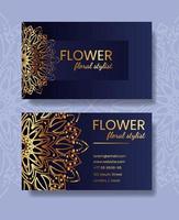 tarjeta de visita con flor mandala vector