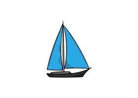 Sailboat hand drawn illustration icon design isolated vector