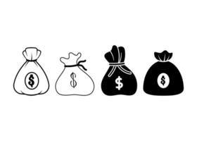 Money bag icon set design vector