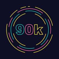 90k followers with lineart style vector