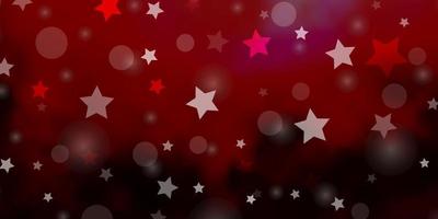 Light Pink, Red vector backdrop with circles, stars.