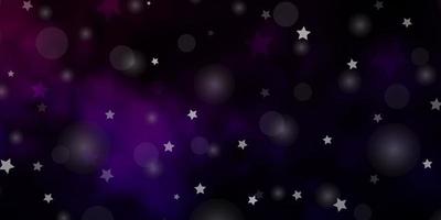 Dark Purple, Pink vector texture with circles, stars.