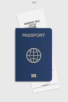 pasaporte y boleto de embarque sobre fondo blanco. vector. vector