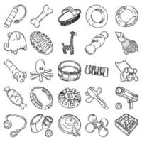 Pet-4 Tools Set Icon Vector. Doodle Hand Drawn or Outline Icon Style vector