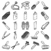 Pet Tools Set Icon Vector. Doodle Hand Drawn or Outline Icon Style vector