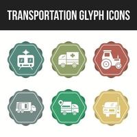 Beautiful transportation unique glyph icon set vector