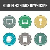 Unique Home Electronics Glyph Icon Set vector