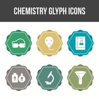 conjunto de iconos de vector de glifo de química única