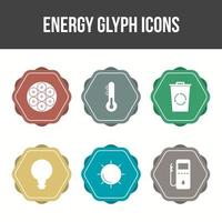 conjunto de iconos de vector de glifo de energía única