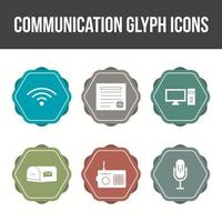 Conjunto de iconos de vector de glifo de comunicación única