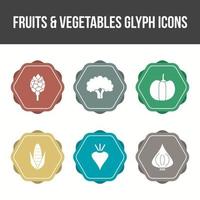 conjunto único de iconos vectoriales de frutas y verduras vector