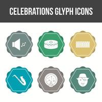 Conjunto de iconos de vector de glifo de celebración única