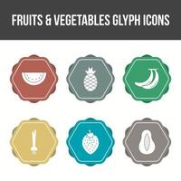 conjunto único de iconos vectoriales de frutas y verduras vector