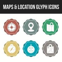 Beautiful maps and location glyph icon set vector