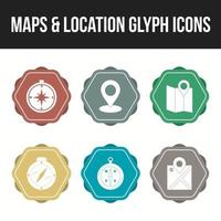 Beautiful maps and location glyph icon set vector