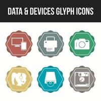 Conjunto de iconos de vecor de línea única de iconos de datos y dispositivos vector