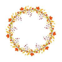 Floral wreath with autumn leaves and berries vector