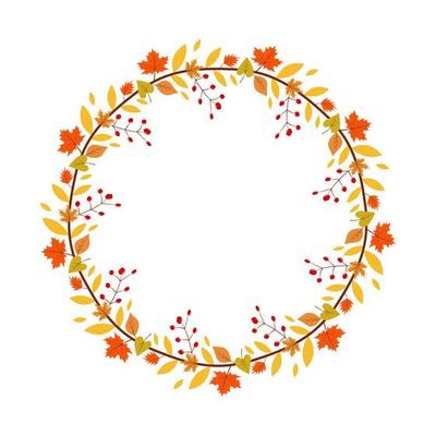 Floral wreath with autumn leaves and berries