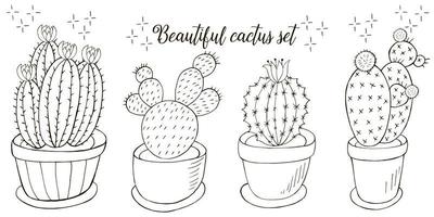 Coloring illustration. Cacti, aloe, succulents. Decorative natural elements vector