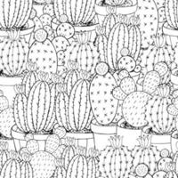 Seamless botanical illustration. Tropical pattern of different cacti, aloe vector