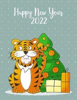 New year 2022. Cartoon illustration for postcards, calendars, posters vector