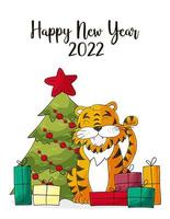 New year 2022. Cartoon illustration for postcards, calendars, posters vector