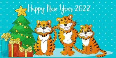 New year 2022. Cartoon illustration for postcards, calendars, posters vector