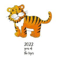 año nuevo 2022.Ilustración de dibujos animados para postales, calendarios, carteles. vector