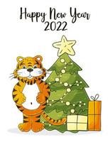 New year 2022. Cartoon illustration for postcards, calendars, posters vector