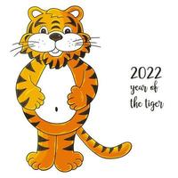 año nuevo 2022.Ilustración de dibujos animados para postales, calendarios, carteles. vector
