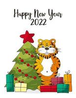 New year 2022. Cartoon illustration for postcards, calendars, posters vector