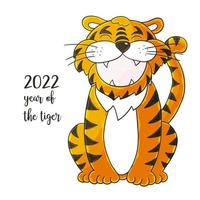 año nuevo 2022.Ilustración de dibujos animados para postales, calendarios, carteles. vector