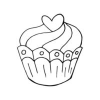 Vector illustration for your design. Bright icon of cupcake, muffin in hand draw style