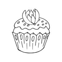 Vector illustration for your design. Bright icon of cupcake, muffin in hand draw style