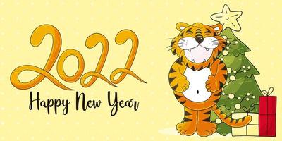New year 2022. Cartoon illustration for postcards, calendars, posters vector