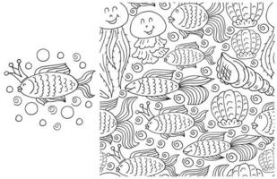 Set of element and seamless pattern. ideal for children's clothing vector