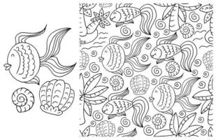 Set of element and seamless pattern. ideal for children's clothing vector