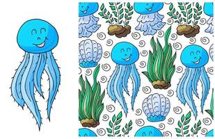 Set of element and seamless pattern. ideal for children's clothing vector