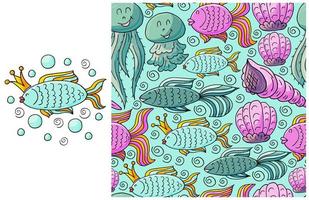 Set of element and seamless pattern. ideal for children's clothing vector