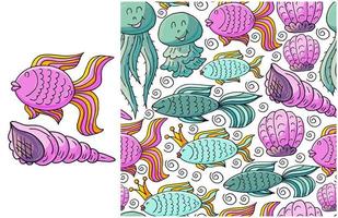 Set of element and seamless pattern. ideal for children's clothing vector