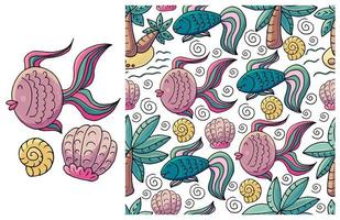 Set of element and seamless pattern. ideal for children's clothing vector