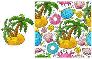 Set of element and seamless pattern. ideal for children's clothing vector