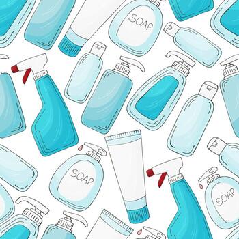 Seamless pattern on a white background. Cartoon elements in hand draw style vector