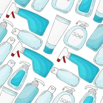 Seamless pattern on a white background. Cartoon elements in hand draw style vector