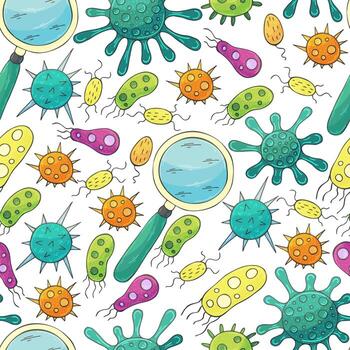 Seamless pattern on a white background. Cartoon elements in hand draw style vector