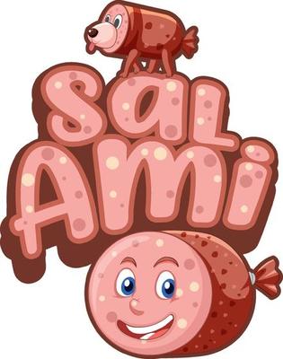 Salami logo text design with salami character